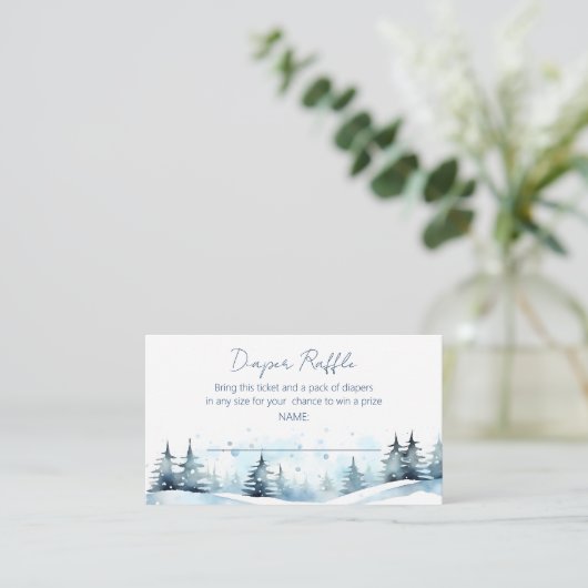 Winter-Babydusche-Windel-Gewinnspiel Begleitkarte (Stehend Vorderseite)