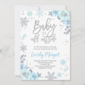 Winter-Babyparty-Einladungs-Blau und Silber Einladung (Vorderseite)