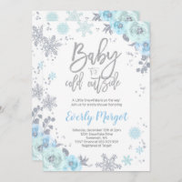 Winter-Babyparty-Einladungs-Blau und Silber