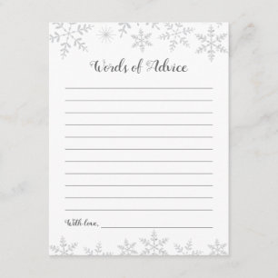 Winter-Babyparty-Ratekarten-Silber-Schneeflocken Begleitkarte