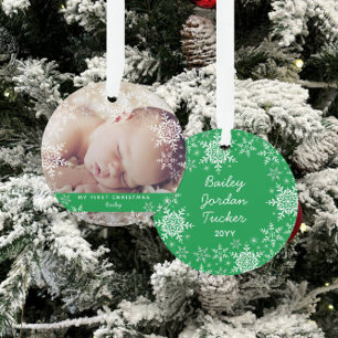 Winter Baby's erste Weihnachts-Schneeflocken-Foto Ornament