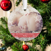 Winter Baby's First Christmas Snowflakes auf Red Ornament