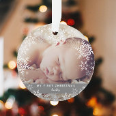 Winter Baby's First Christmas Snowflakes Foto Ornament