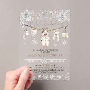 Winter-Babysachen Baby Shower Acryleinladungen