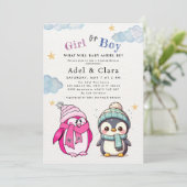 Winter-Babyshower für Mädchen oder Jungen (geschle Einladung (Stehend Vorderseite)
