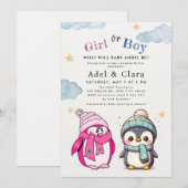 Winter-Babyshower für Mädchen oder Jungen (geschle Einladung (Vorne/Hinten)