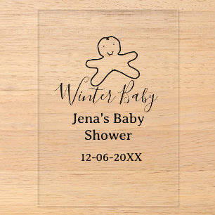 Winter-Babyshower-Keks schwarz gekritzelt handgeze Acryleinladungen