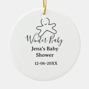 Winter-Babyshower-Keks schwarz gekritzelt handgeze Keramik Ornament