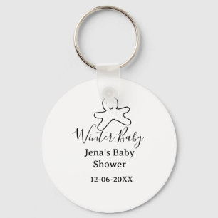 Winter-Babyshower-Keks schwarz gekritzelt handgeze Schlüsselanhänger