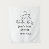 Winter-Babyshower-Keks schwarz gekritzelt handgeze Wandteppich (Vorderseite)