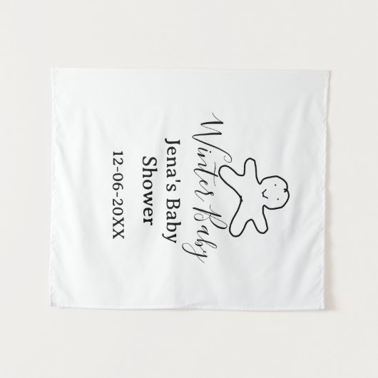 Winter-Babyshower-Keks schwarz gekritzelt handgeze Wandteppich (Vorderseite (Horizontal))