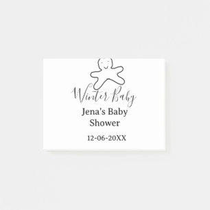 Winter-Babyshower-Keks schwarze Kritzel-Handzeichn Post-it Klebezettel