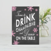 Winter Bachelorette Zeit, Champagner zu trinken Einladung (Stehend Vorderseite)