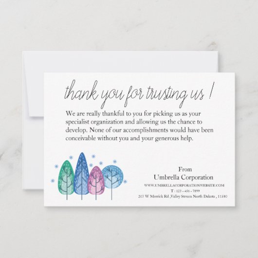 Winter Background Business Dankeskarte (Vorderseite)