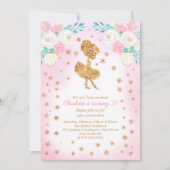 Winter Ballerina Glitzer Geburtstag Einladung (Vorderseite)