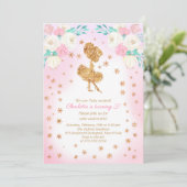 Winter Ballerina Glitzer Geburtstag Einladung (Stehend Vorderseite)