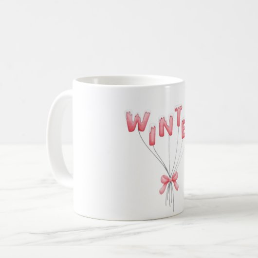 Winter Balloon Letters – Cute Snowy Design Kaffeetasse (Vorderseite Links)
