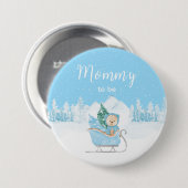 Winter Bär Blau Schlitten werdende Mutti Button (Vorne & Hinten)