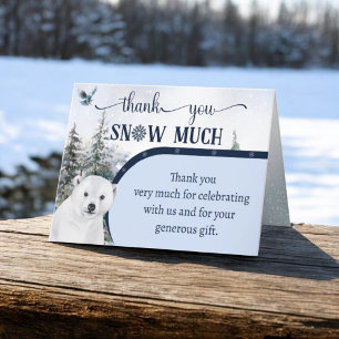 Winter Bär Eule Schnee Viel Baby Shower Faltkarte Dankeskarte
