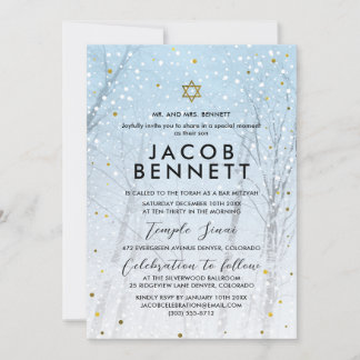 Winter Bar Mitzvah Einladung Schneewald