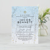 Winter Bar Mitzvah Einladung Schneewald (Stehend Vorderseite)