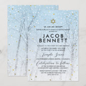 Winter Bar Mitzvah Einladung Schneewald (Vorne/Hinten)