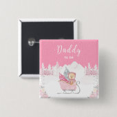 Winter Bär Rosa Schlitten Daddy wird Papa Button (Vorne & Hinten)