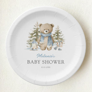 Winter-Bär-Wasserfarben-Baby-Party Pappteller