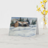 "Winter Barn #1" Country Road Grußkarte Karte (Gelbe Blume)