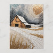 winter barn with golden details postkarte (Vorderseite)