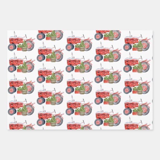 Winter-Barnbahn & LKW Trio Geschenkpapier Set (Vorderseite 3)