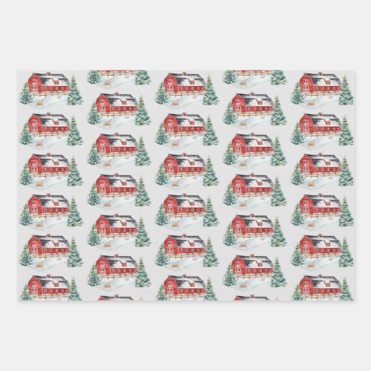 Winter-Barnbahn & LKW Trio Geschenkpapier Set (Vorderseite 2)