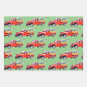 Winter-Barnbahn & LKW Trio Geschenkpapier Set (Vorderseite)