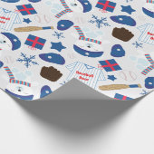 Winter Baseball-Muster Geschenkpapier (Ecke)
