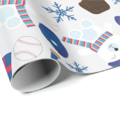 Winter Baseball-Muster Geschenkpapier (Rolleneckpunkt)