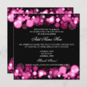 Winter Bat Mitzvah Rosa Schneeflocken Einladung (Vorne/Hinten)