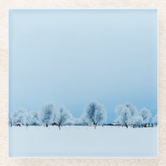 Winter-Bauernhof Glasuntersetzer (Vorderseite)