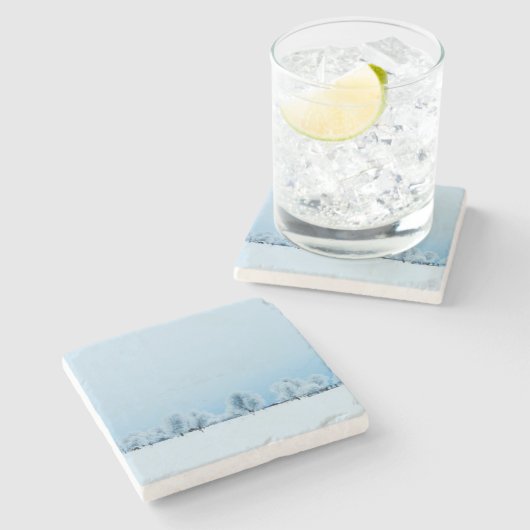 Winter-Bauernhof Steinuntersetzer (Seitenansicht)