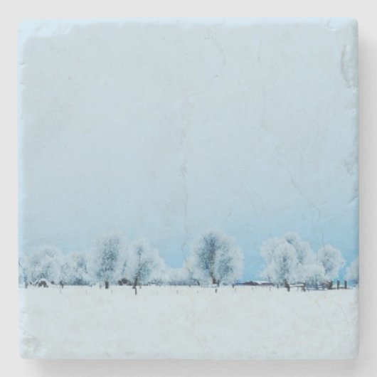 Winter-Bauernhof Steinuntersetzer (Vorderseite)