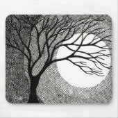 Winter-Baum und Mond in Schwarzweiss Mousepad (Vorne)