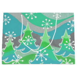 Winter Bäume Grüne Geschenktasche groß Große Geschenktüte
