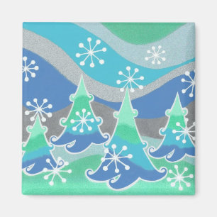 Winter-Bäume-Kühlschrankmagnet quadratisch Magnet