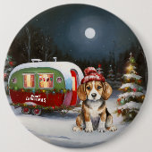 Winter Beagle Karawan Weihnachtsabenteuer Button (Vorderseite)