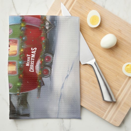 Winter Beagle Karawan Weihnachtsabenteuer Geschirrtuch (Viertel Falte)