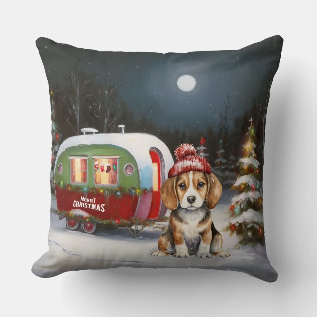 Winter Beagle Karawan Weihnachtsabenteuer Kissen (Vorderseite)