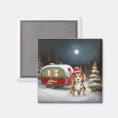 Winter Beagle Karawan Weihnachtsabenteuer Magnet (Vorderseite/Rückseite)
