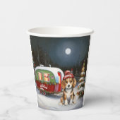 Winter Beagle Karawan Weihnachtsabenteuer Pappbecher (Rückseite)