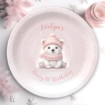 Winter Bear 1. Geburtstag Niedlich Pink Polar Bear