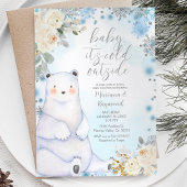 Winter Bear Artics Animal White Blume Baby Dusche Einladung