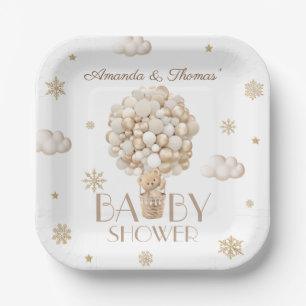 Winter Bear Baby Dusche Moderne Pappteller